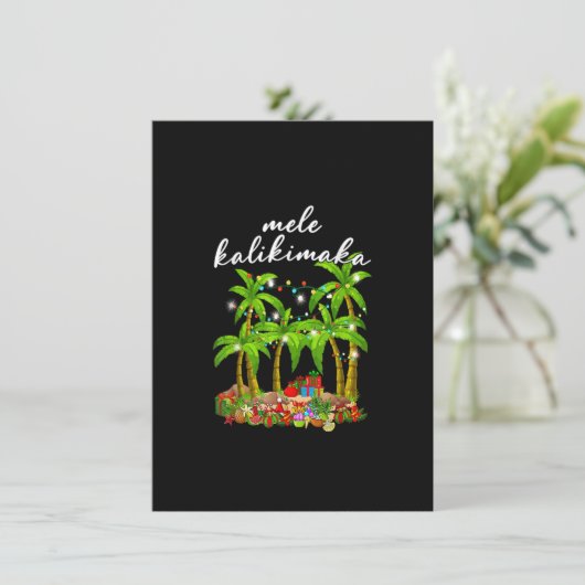 Mele Kalikimaka Hawaiian Christmas Palm Tree Light 招待状 (スタンド正面)