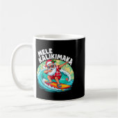 Mele Kalikimaka Hawaiian Christmas Santa Surfing B コーヒーマグカップ (左)