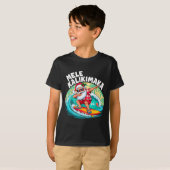 Mele Kalikimaka Hawaiian Christmas Santa Surfing B Tシャツ (正面フル)