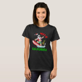 Mele Kalikimaka Hawaiian Christmas Santa Surfing P Tシャツ (正面フル)
