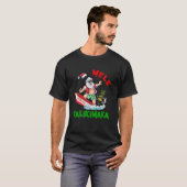 Mele Kalikimaka Hawaiian Christmas Santa Surfing P Tシャツ (正面フル)