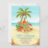 Mele Kalikimaka Hawaiian Christmas Watercolor 招待状 (正面)