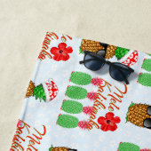 Mele Kalikimaka Hawaiian Pineapple Merry Christmas ビーチタオル (インサイチュ)