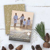 Mele Kalikimaka Hibiscus手書きスクリプト写真 シーズンカード