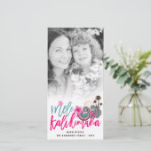 Mele Kalikimaka Hibiscus Palm Treeクリスマスフォト シーズンカード (スタンド正面)