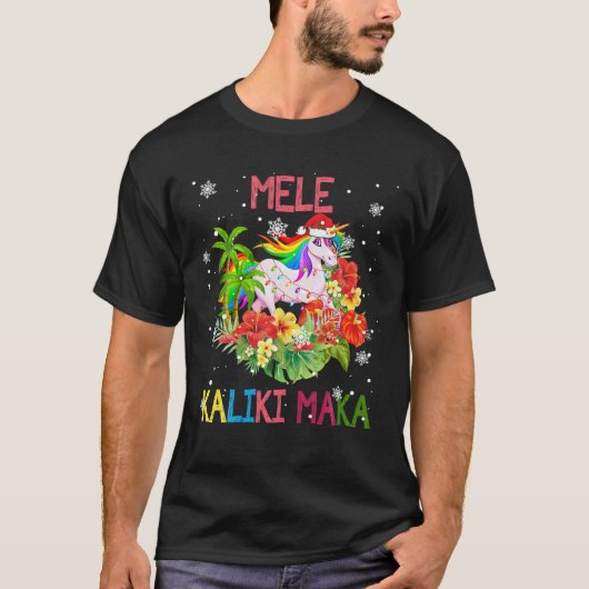 Mele Kalikimaka Merry Xmas Floral Hawaiian Santa U Tシャツ (正面)