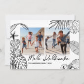 Mele Kalikimaka Modern Two Photo Christmas シーズンカード (正面)