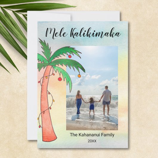 Mele Kalikimaka Palm Tree Photo シーズンカード