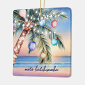 Mele Kalikimaka Palm Tree Tropical Christmas セラミックオーナメント (左)
