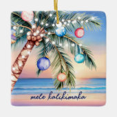 Mele Kalikimaka Palm Tree Tropical Christmas セラミックオーナメント (正面)