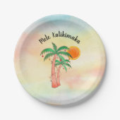 Mele Kalikimaka Palm Trees ペーパープレート (正面)