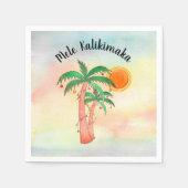 Mele Kalikimaka Palm Trees Napkins スタンダードカクテルナプキン (正面)