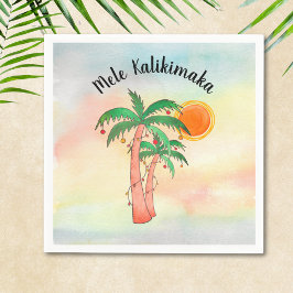 Mele Kalikimaka Palm Trees Napkins スタンダードカクテルナプキン