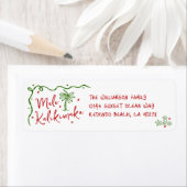 Mele Kalikimaka Red Green Doodle Christmas Address ラベル (インサイチュ)