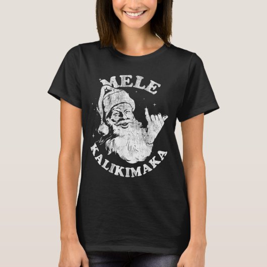 Mele Kalikimaka Retro Hawaii Santa Aloha Christmas Tシャツ (正面)