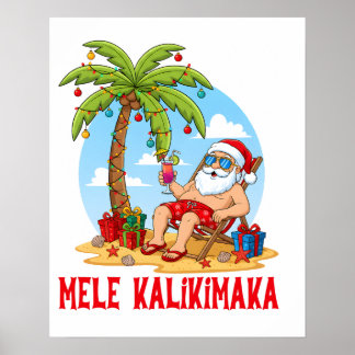 Mele Kalikimaka Santa Christmas ポスター