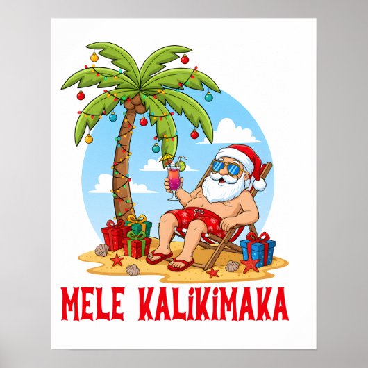 Mele Kalikimaka Santa Christmas ポスター (正面)