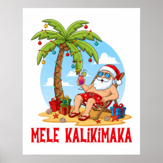 Mele Kalikimaka Santa Christmas ポスター