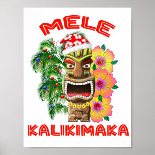 Mele Kalikimaka Santa Claus Tiki ポスター