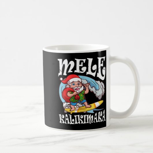 Mele Kalikimaka Santa Surfing Hawaii Christmas  コーヒーマグカップ (右)