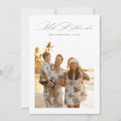  Mele Kalikimaka Script Tropical Family Photo シーズンカード (正面)