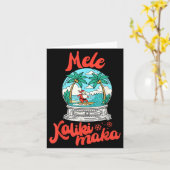 Mele Kalikimaka Snow Globe Santa Vintage Hawaiian  カード (黄色い花)