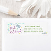 Mele Kalikimaka Teal Purple Green Doodles Address ラベル (インサイチュ)