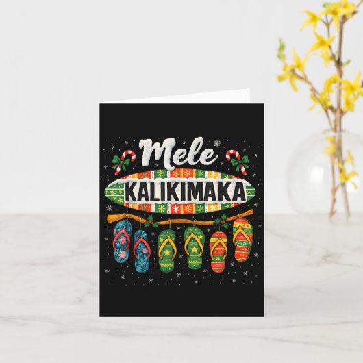 Mele Kalikimaka Trocal Christmas Flip Flop カード (黄色い花)