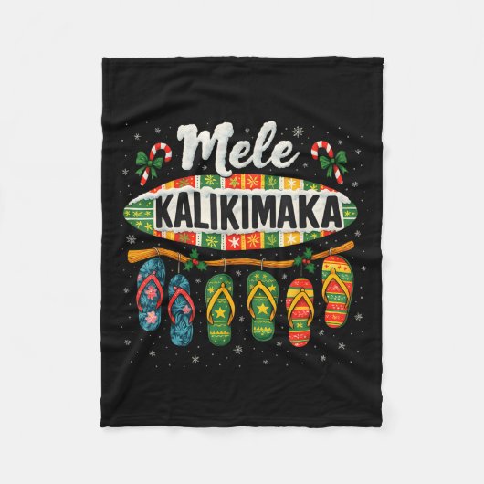 Mele Kalikimaka Trocal Christmas Flip Flop  フリースブランケット (正面)