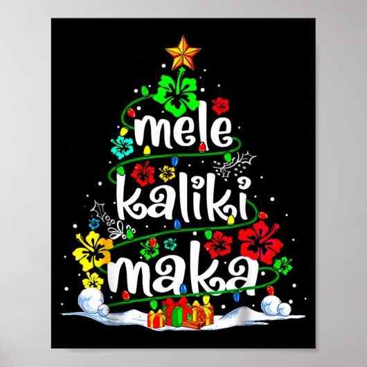 Mele Kalikimaka Trocal Christmas Hawaiian Santa Xm ポスター (正面)