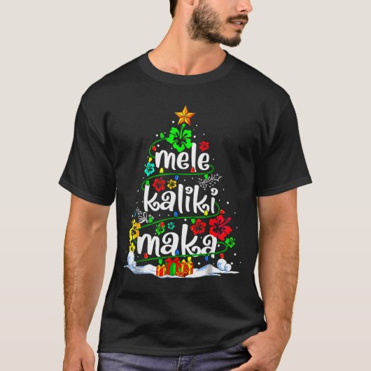Mele Kalikimaka Trocal Christmas Hawaiian Santa Xm Tシャツ (正面)