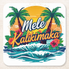 Mele Kalikimaka Tropical Christmas  スクエアペーパーコースター
