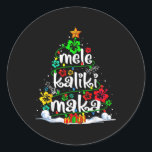 Mele Kalikimaka Tropical Christmas Hawaiian Santa ラウンドシール<br><div class="desc">メレカリキマカトロピカルクリスマスハワイアンサンタクリスマスツリー</div>