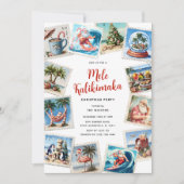 Mele Kalikimaka Tropical Stamps Christmas Party 招待状 (正面)