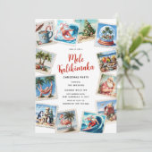 Mele Kalikimaka Tropical Stamps Christmas Party 招待状 (スタンド正面)
