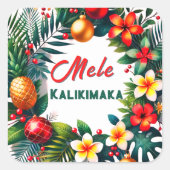 Mele Kalikimaka -Tropical  Xmas スクエアシール (正面)