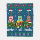 Mele Kalikimaka Ukulele Guitar Gift Ugly Ukulele フリースブランケット (正面)