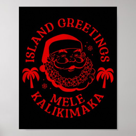 Mele Kalikimaka Vintage Santa Family Hawaiian Chri ポスター (正面)