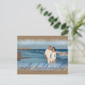 Mele Kalikimaka w/ StarfishスクリプトChristmas写真 ポストカード (スタンド正面)