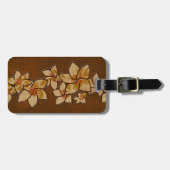 Meliaのハワイのプルメリアのフェイクな木製の荷物のラベル ラゲッジタグ (正面横)