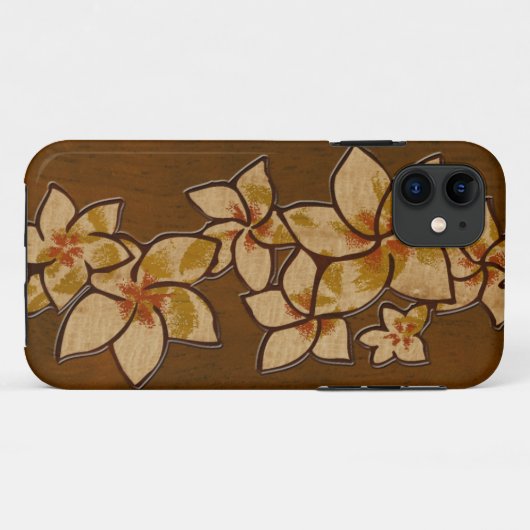 Meliaのハワイのプルメリアのフェイクな木製のiPhone 5の場合 Case-Mate iPhoneケース (裏面(横))