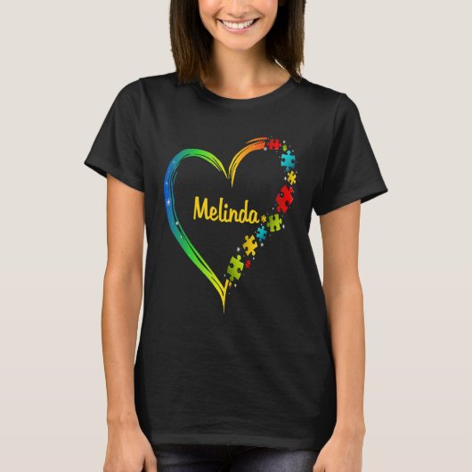 Melinda 自閉症啓発 ハート型パズル アイデア 2020 tシャツ (正面)