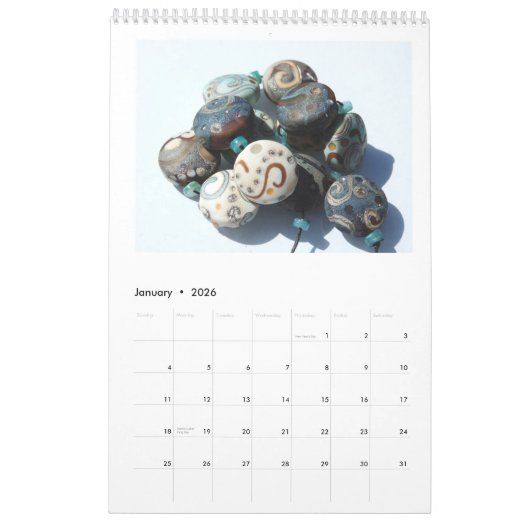 Melissa Vess著ガラス玉の芸術 カレンダー (1月 2026)