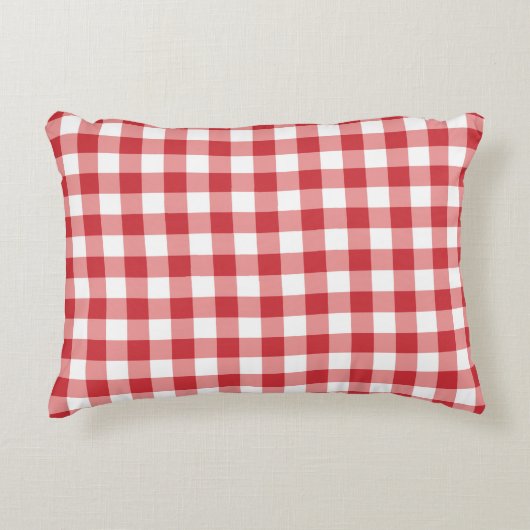 Mellow Classic Gingham - red white check plaid. アクセントクッション (正面)