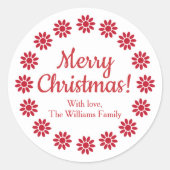 Mellow Geo Flowers - white red custom Christmas. ラウンドシール (正面)