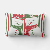 Mellow Geo Stripes -Christmas red green snowman. ランバークッション (裏面)