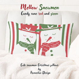 Mellow Geo Stripes -Christmas red green snowman. ランバークッション
