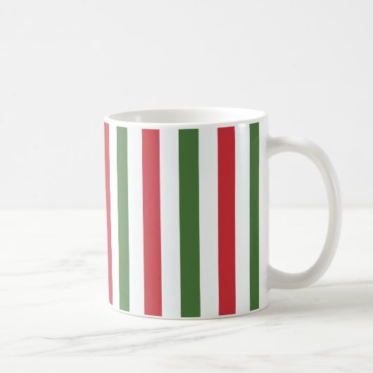 Mellow Geo Stripes - Christmas red white green.  コーヒーマグカップ (右)