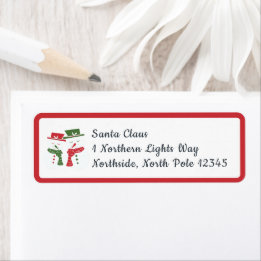 Mellow Snowmen - Christmas red white and green. ラベル