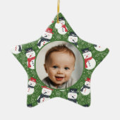 Mellow Snowmen - First Christmas photo custom. セラミックオーナメント (正面)